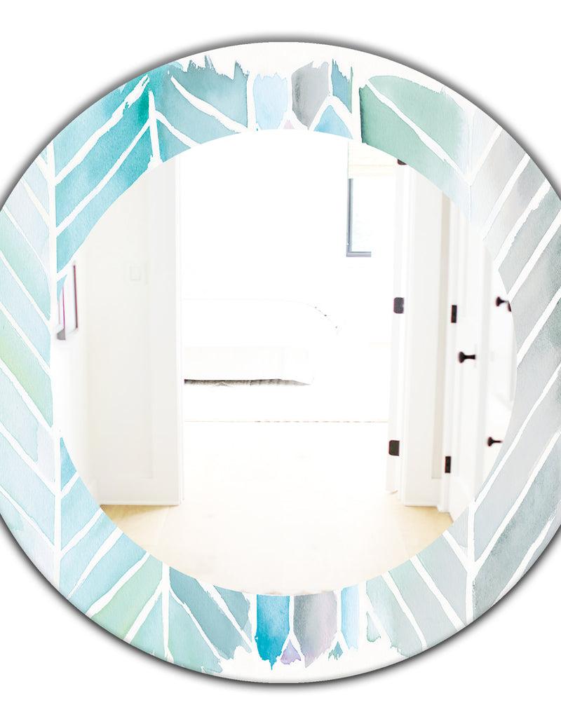DesignQ Watercolor Geometric Swatch Element IV - Mid-Century Mirror - Frameless Oval Or Round Wall Mirror