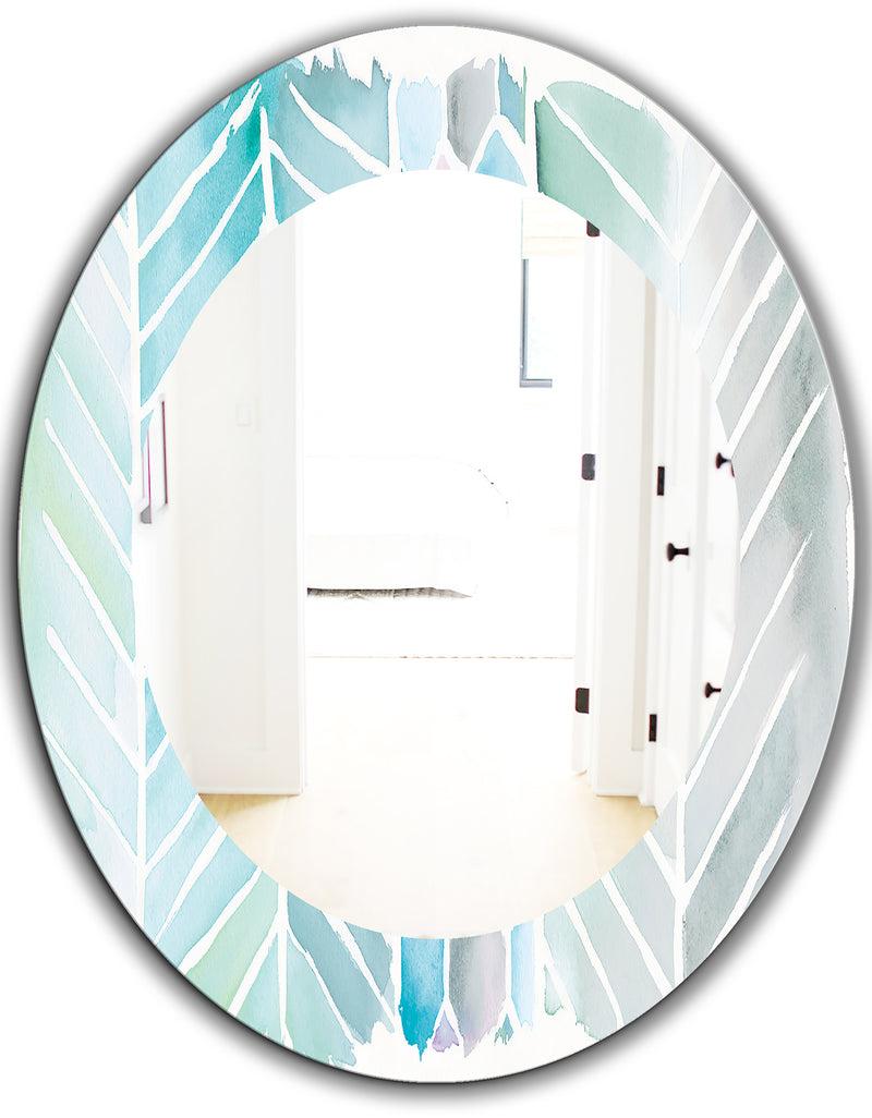 DesignQ Watercolor Geometric Swatch Element IV - Mid-Century Mirror - Frameless Oval Or Round Wall Mirror