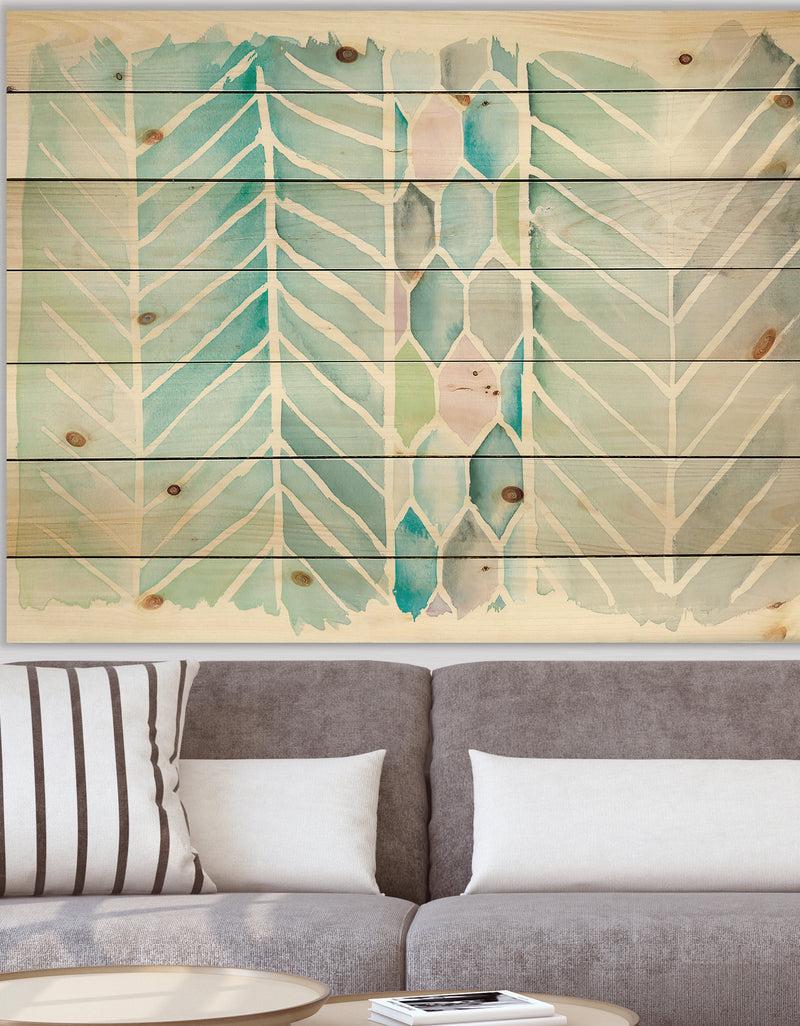 DesignQ Watercolor Geometric Swatch Element IV - Mid-Century Modern Print on Natural Pine Wood