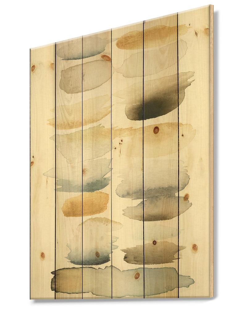 DesignQ Watercolor Geometric Swatch Element V - Mid-Century Modern Transitional Print On Natural Pine Wood
