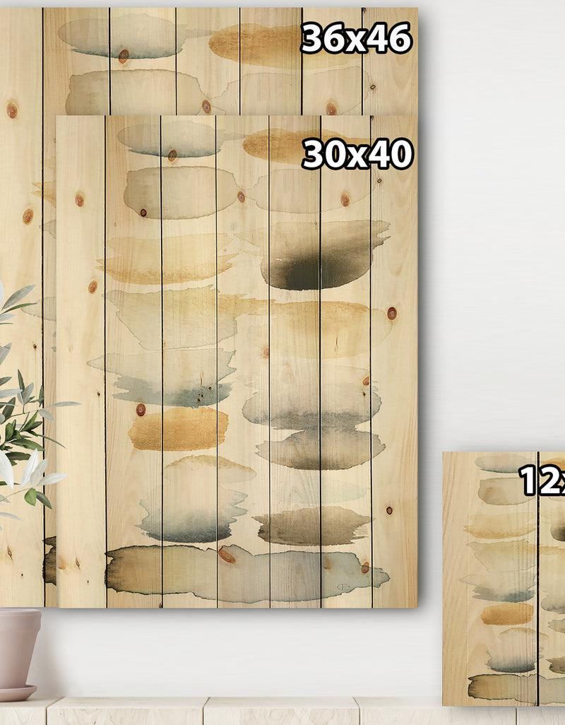 DesignQ Watercolor Geometric Swatch Element V - Mid-Century Modern Transitional Print On Natural Pine Wood