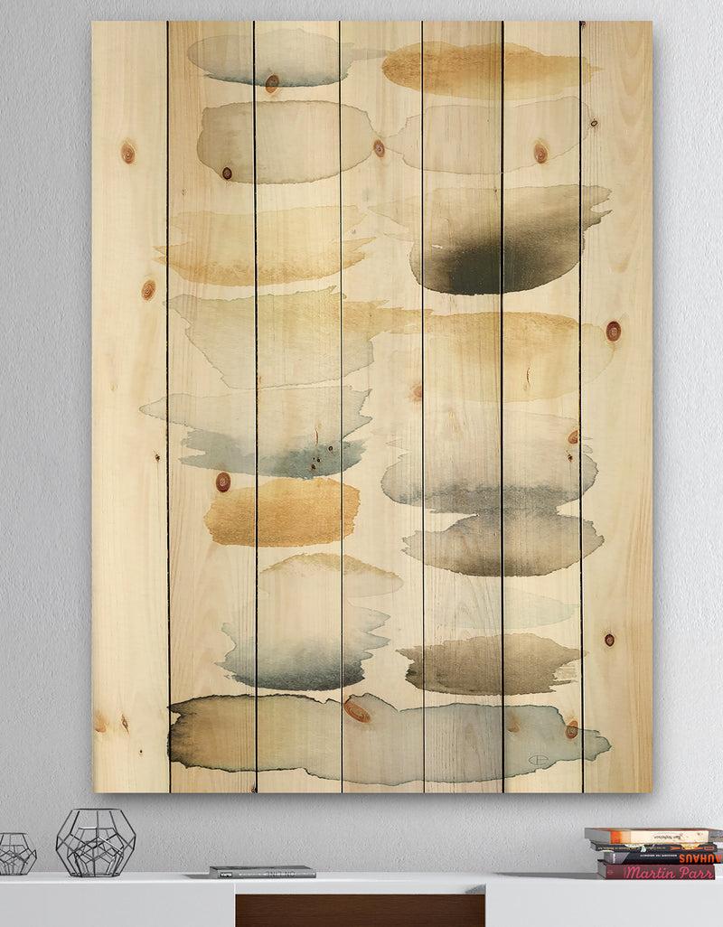 DesignQ Watercolor Geometric Swatch Element V - Mid-Century Modern Transitional Print on Natural Pine Wood