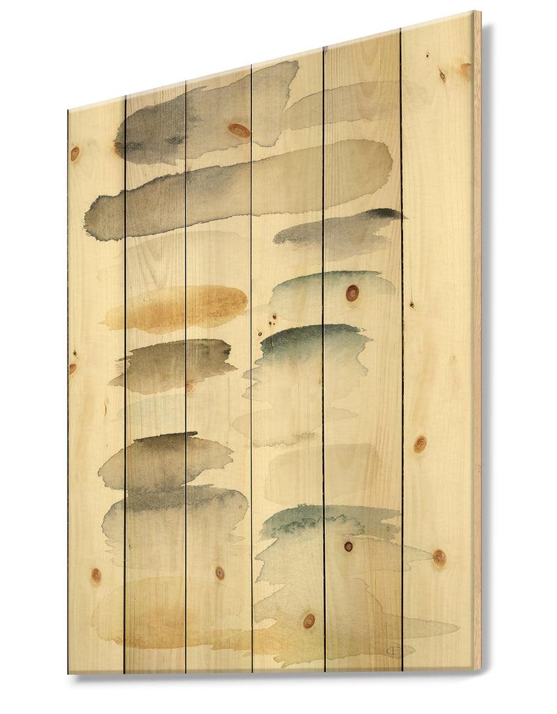 DesignQ Watercolor Geometric Swatch Element VI - Mid-Century Modern Transitional Print On Natural Pine Wood