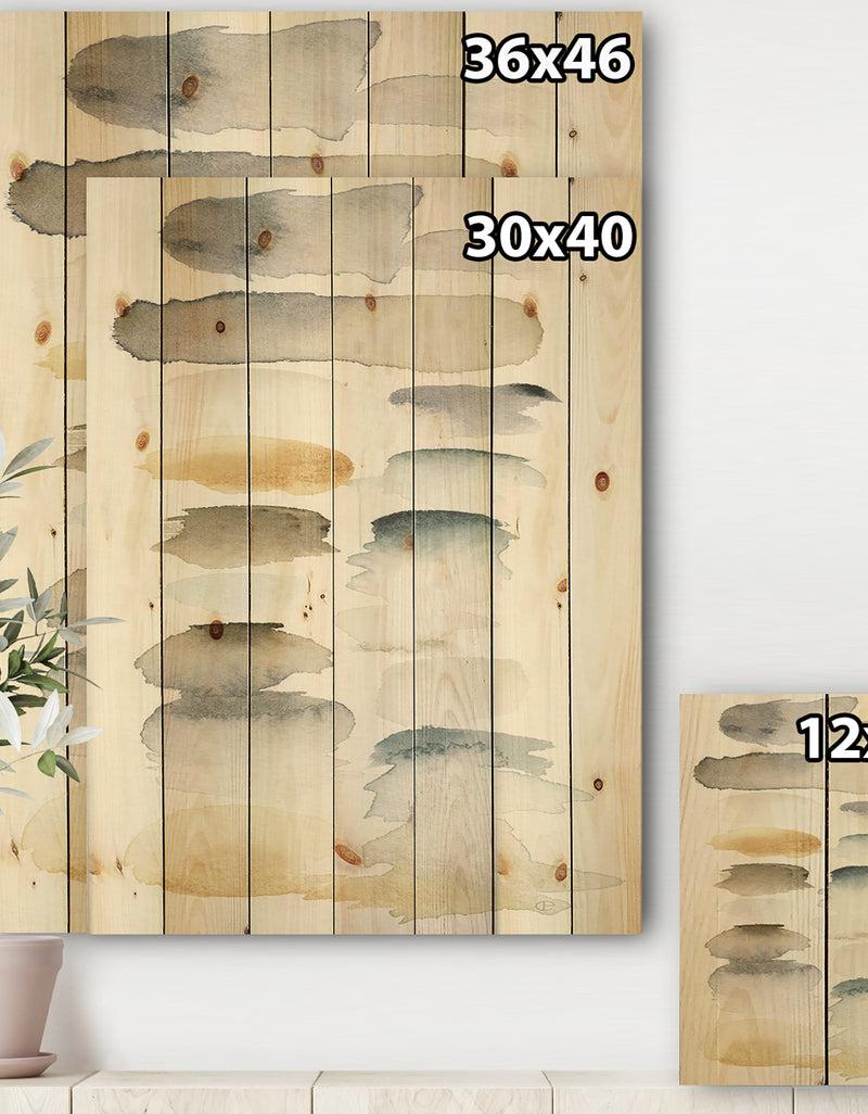 DesignQ Watercolor Geometric Swatch Element VI - Mid-Century Modern Transitional Print On Natural Pine Wood