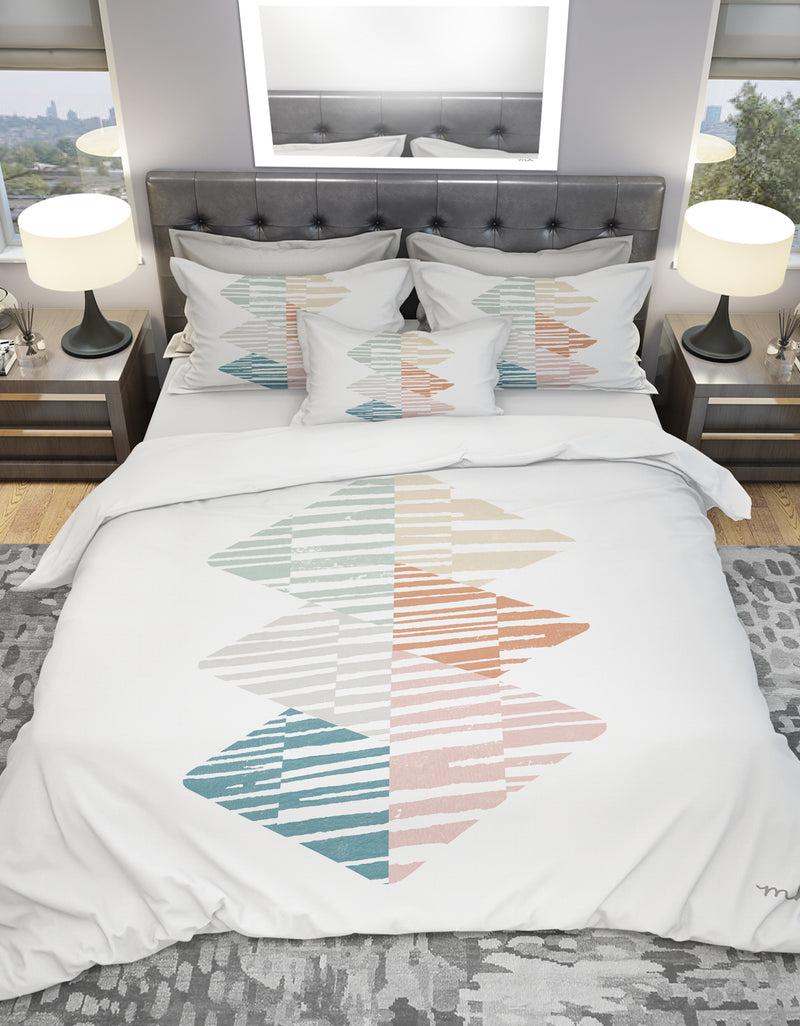 DesignQ Watercolor Geometric Triangle II - Geometric Duvet Cover Set