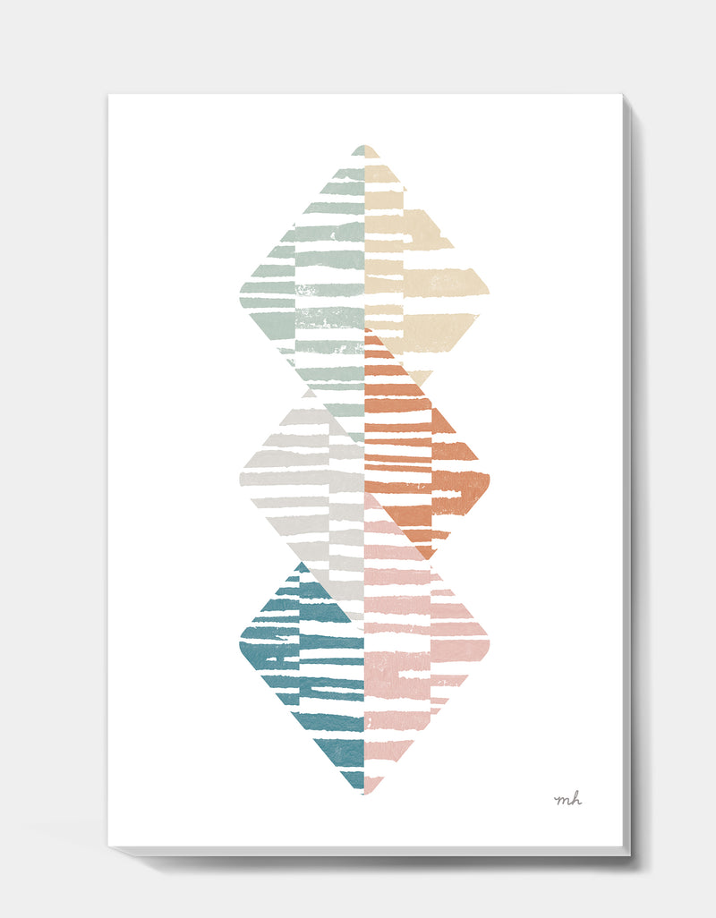 DesignQ Watercolor Geometric Triangle II - Transitional Premium Canvas Wall Art