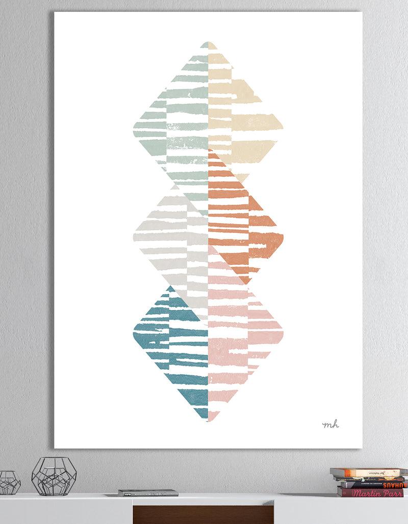 DesignQ Watercolor Geometric Triangle II - Transitional Premium Canvas Wall Art