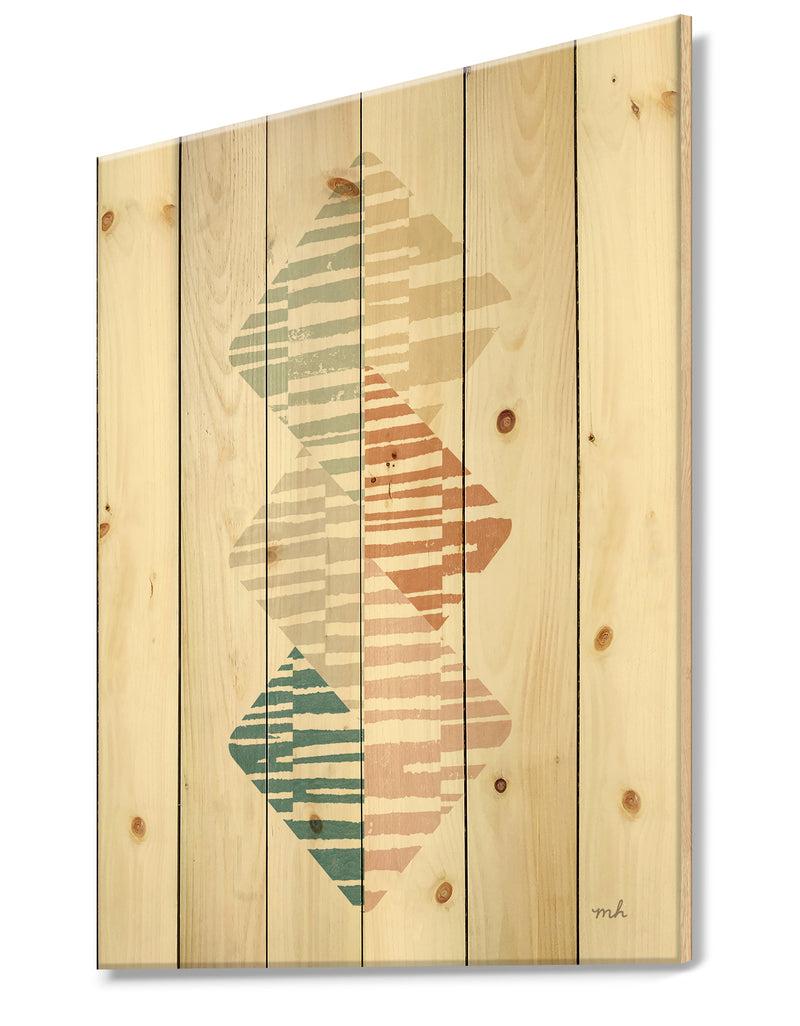 DesignQ Watercolor Geometric Triangle II - Transitional Print On Natural Pine Wood