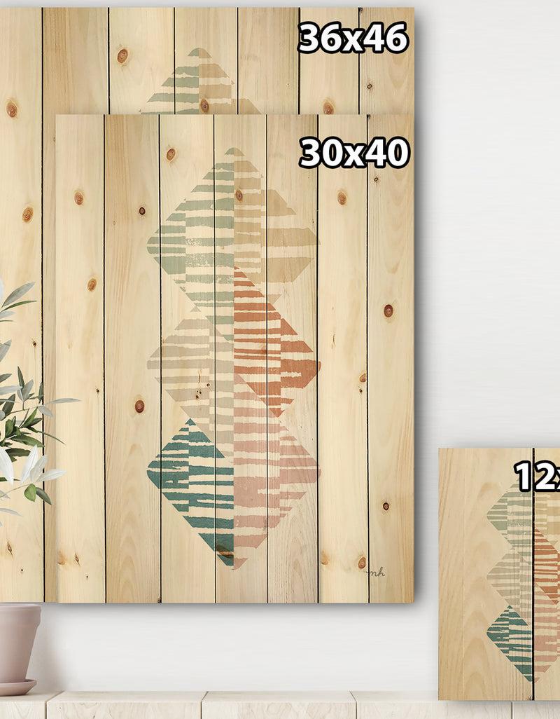 DesignQ Watercolor Geometric Triangle II - Transitional Print On Natural Pine Wood