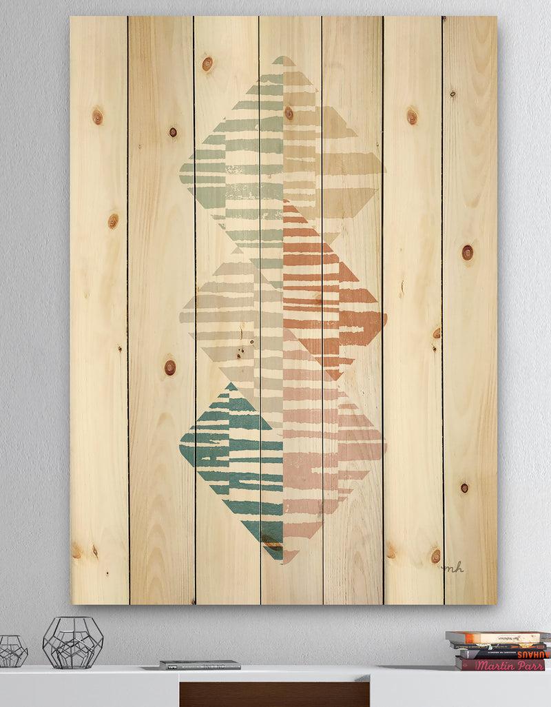 DesignQ Watercolor Geometric Triangle II - Transitional Print on Natural Pine Wood