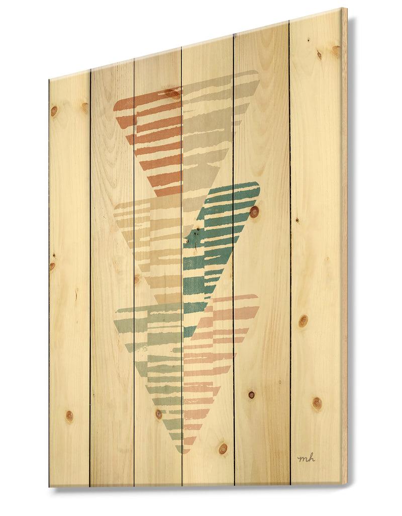 DesignQ Watercolor Geometric Triangle III - Transitional Print On Natural Pine Wood