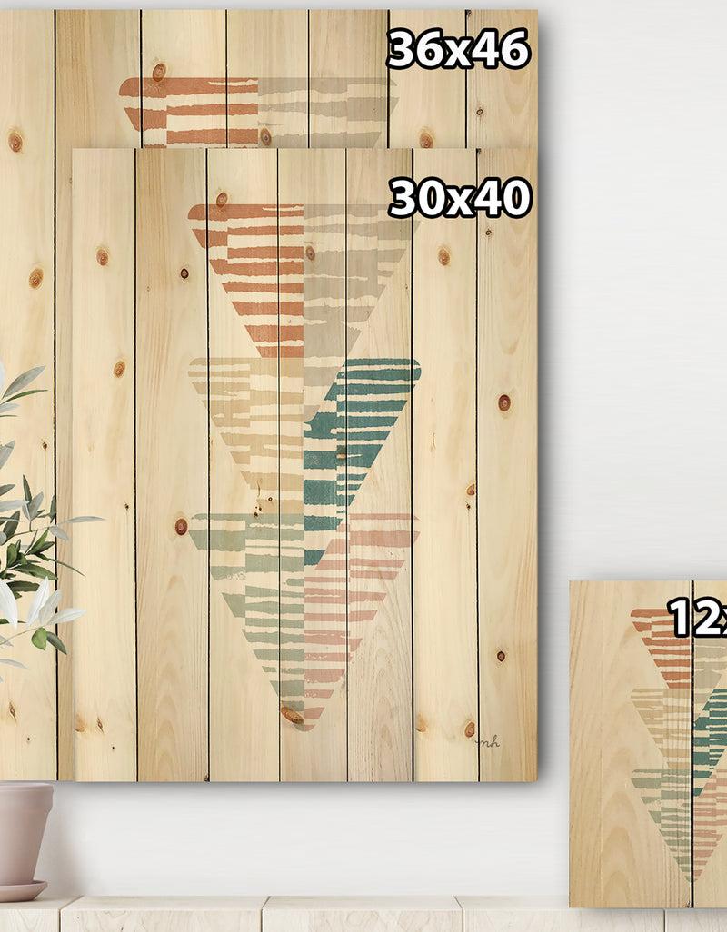 DesignQ Watercolor Geometric Triangle III - Transitional Print On Natural Pine Wood