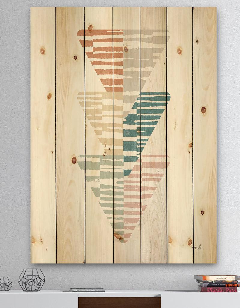 DesignQ Watercolor Geometric Triangle III - Transitional Print on Natural Pine Wood