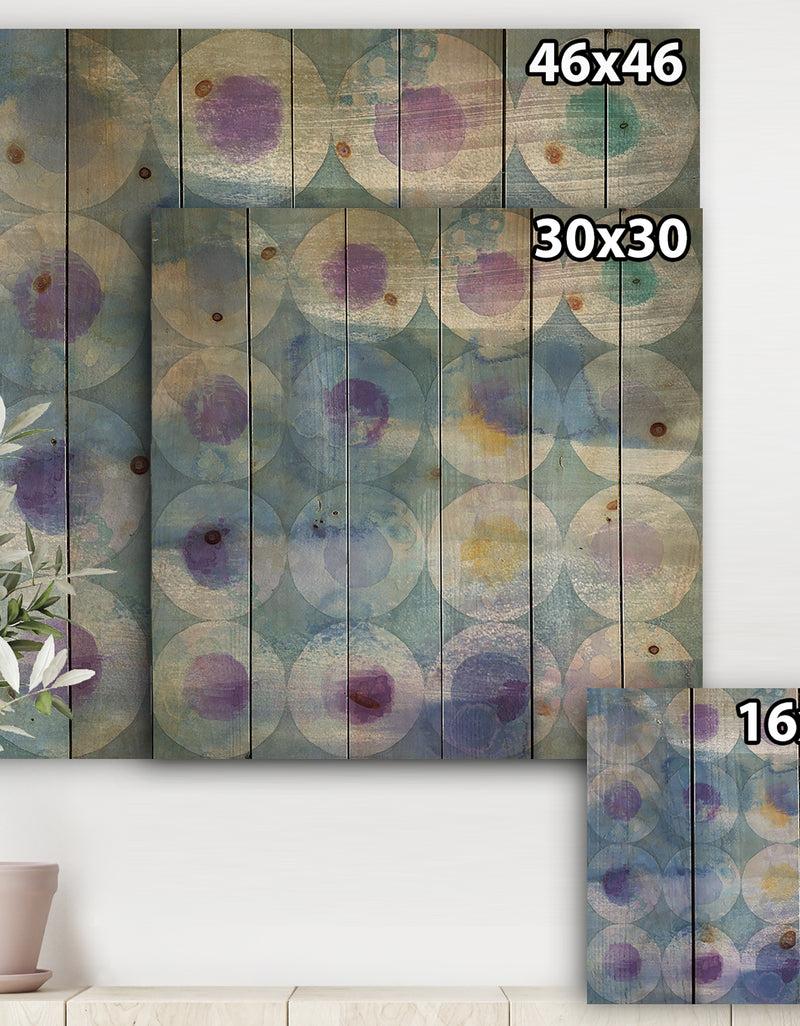 DesignQ Watercolor Geometrical Circles I - Mid-Century Modern Print On Natural Pine Wood
