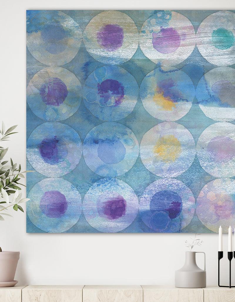 DesignQ Watercolor Geometrical Circles I - Mid-Century Modern Premium Canvas Wall Art