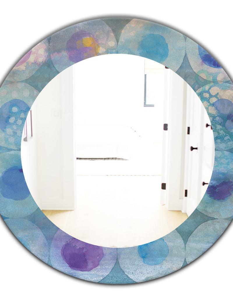 DesignQ Watercolor Geometrical Circles II - Mid-Century Mirror - Oval Or Round Wall Mirror