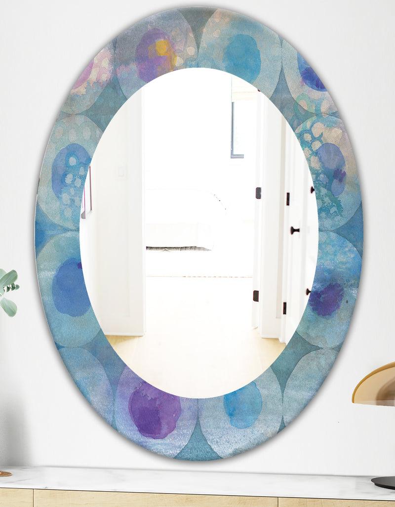 DesignQ Watercolor Geometrical Circles II - Mid-Century Mirror - Oval Or Round Wall Mirror
