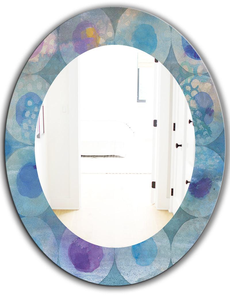 DesignQ Watercolor Geometrical Circles II - Mid-Century Mirror - Oval Or Round Wall Mirror