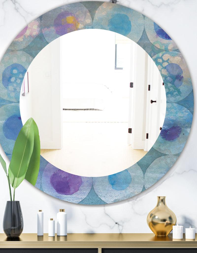 DesignQ Watercolor Geometrical Circles II - Mid-Century Mirror - Oval or Round Wall Mirror