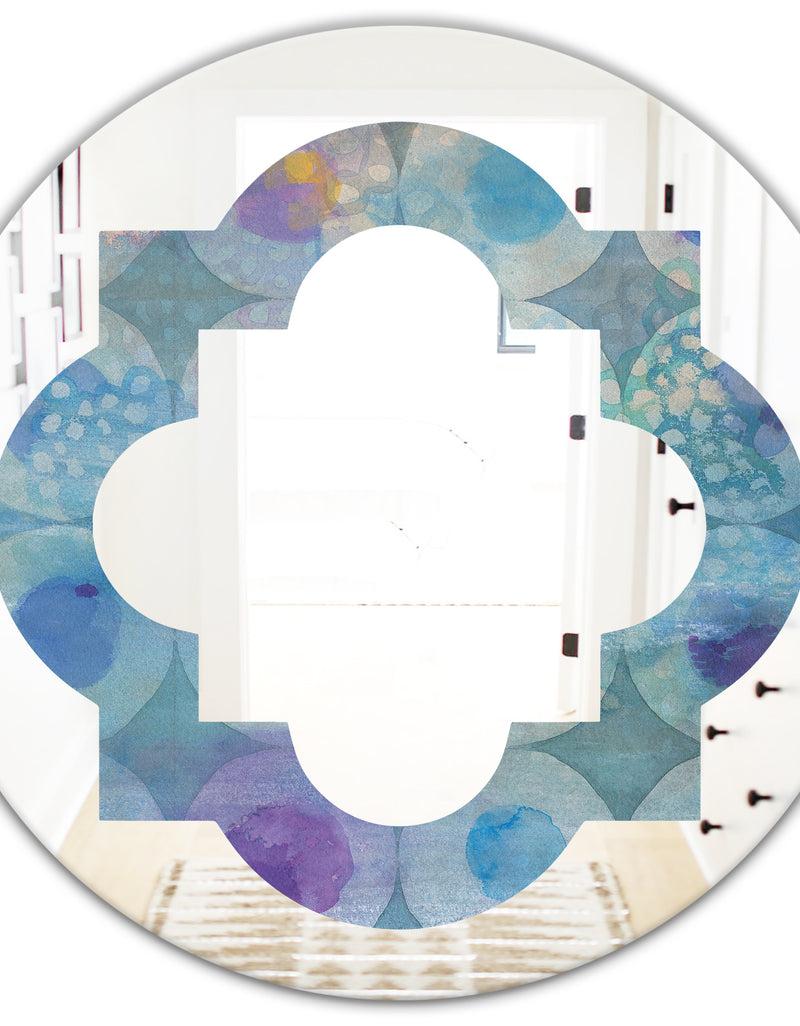 DesignQ Watercolor Geometrical Circles II - Modern Round Or Oval Wall Mirror - Quatrefoil
