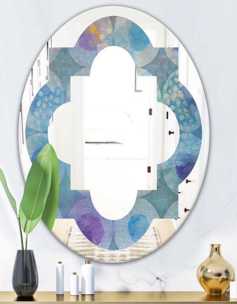 DesignQ Watercolor Geometrical Circles II - Modern Round Or Oval Wall Mirror - Quatrefoil