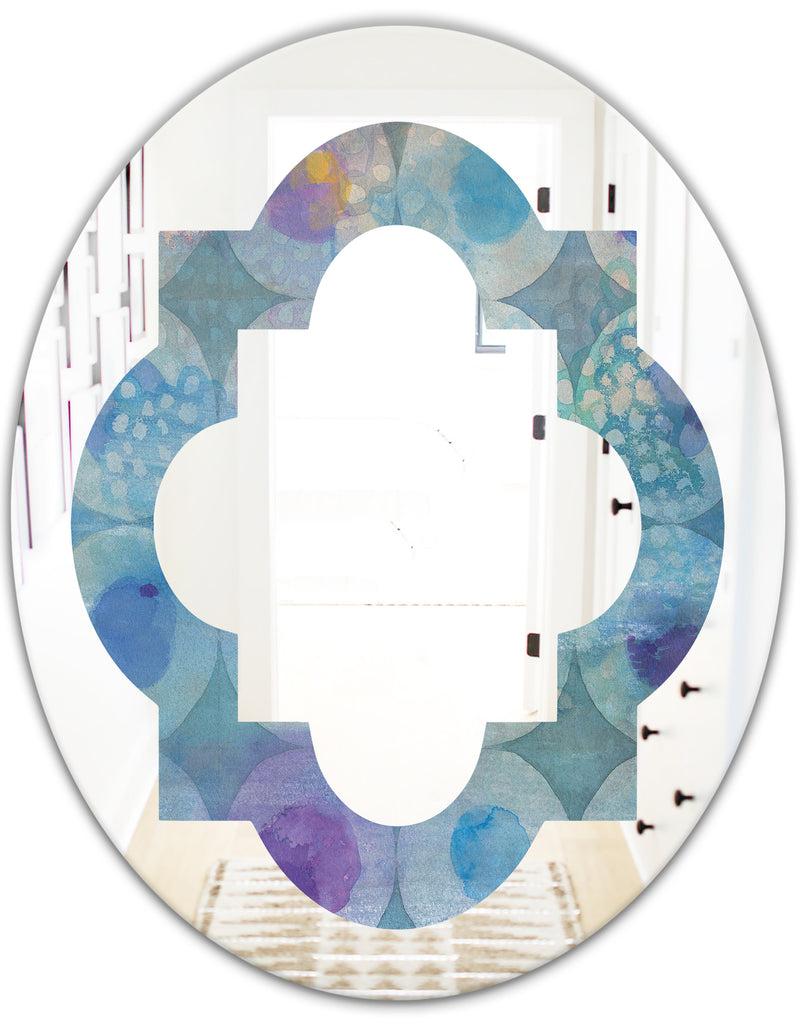 DesignQ Watercolor Geometrical Circles II - Modern Round Or Oval Wall Mirror - Quatrefoil
