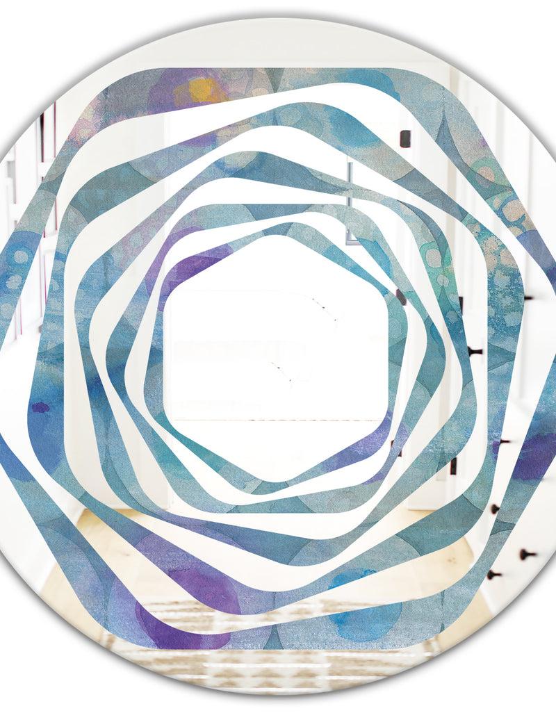 DesignQ Watercolor Geometrical Circles II - Modern Round Or Oval Wall Mirror - Whirl