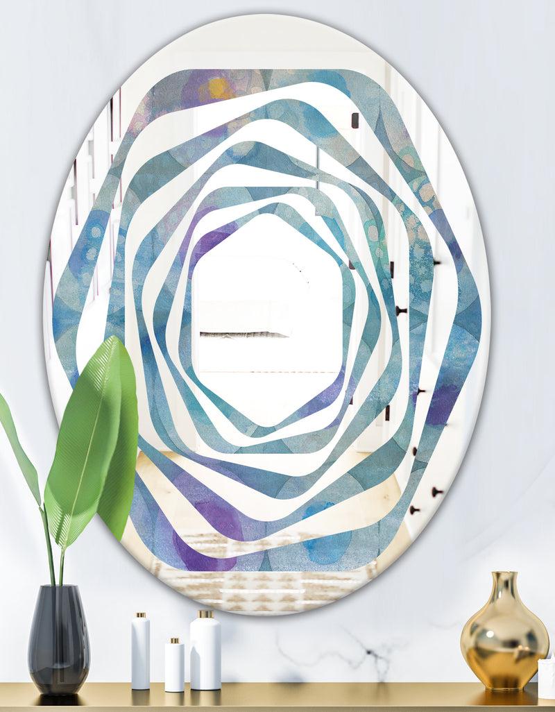 DesignQ Watercolor Geometrical Circles II - Modern Round Or Oval Wall Mirror - Whirl