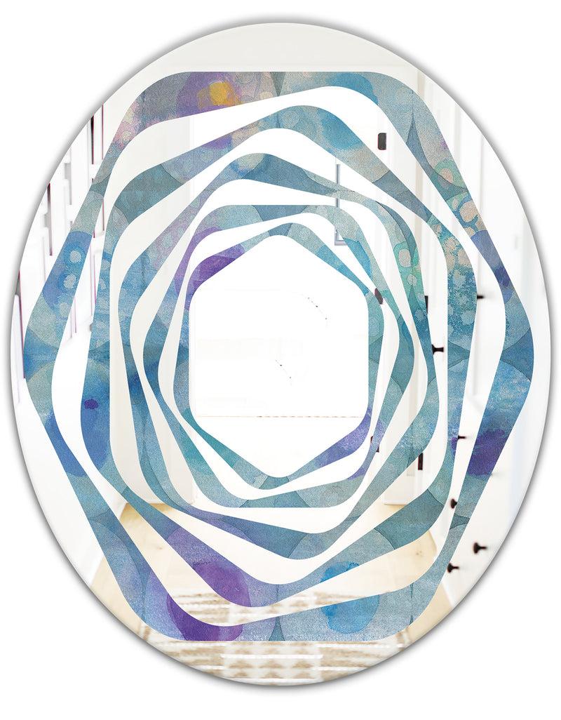 DesignQ Watercolor Geometrical Circles II - Modern Round Or Oval Wall Mirror - Whirl