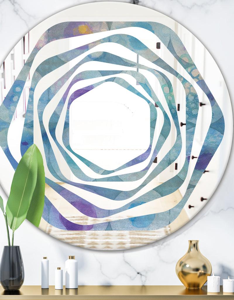 DesignQ Watercolor Geometrical Circles II - Modern Round or Oval Wall Mirror - Whirl