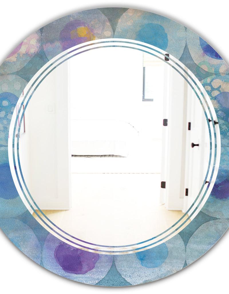 DesignQ Watercolor Geometrical Circles II - Modern Round Or Oval Wall Mirror - Triple C