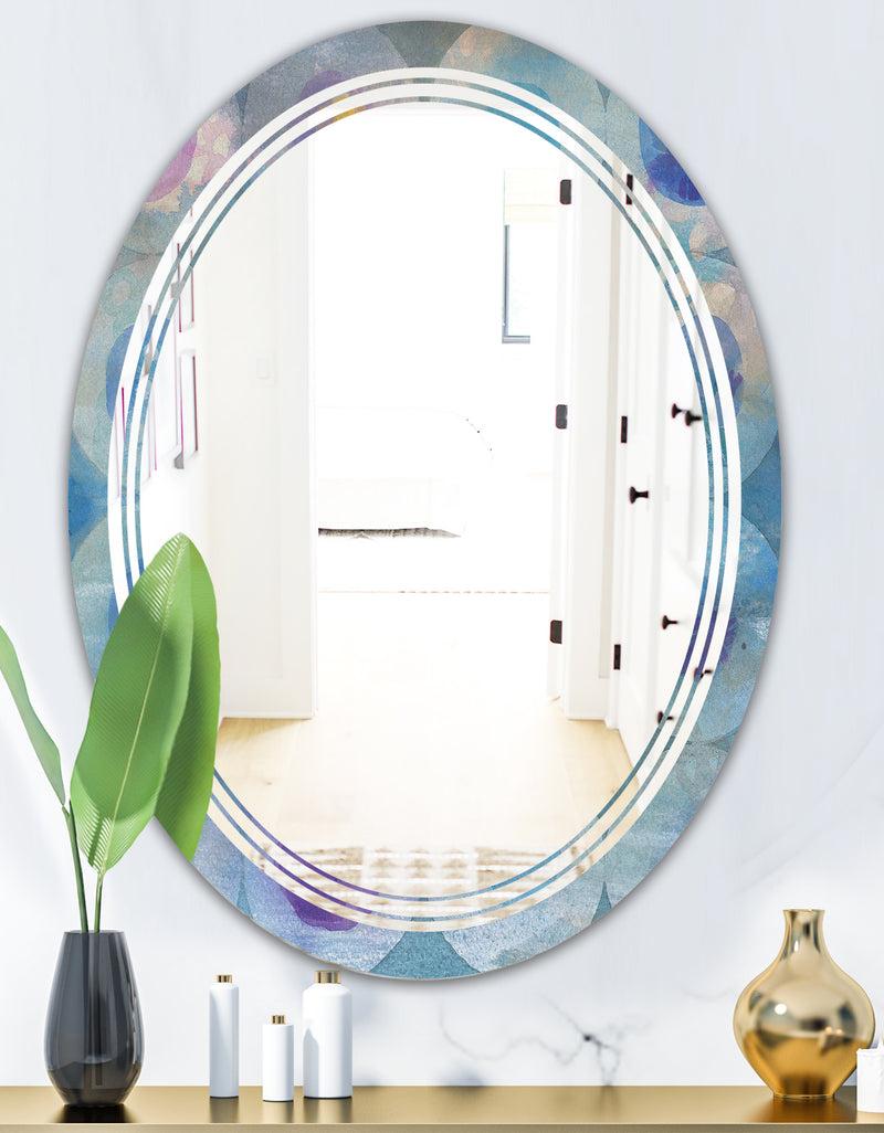 DesignQ Watercolor Geometrical Circles II - Modern Round Or Oval Wall Mirror - Triple C