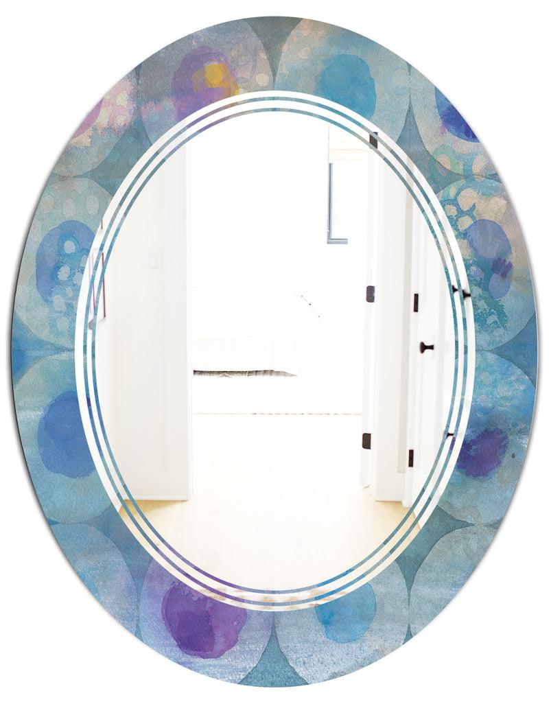 DesignQ Watercolor Geometrical Circles II - Modern Round Or Oval Wall Mirror - Triple C
