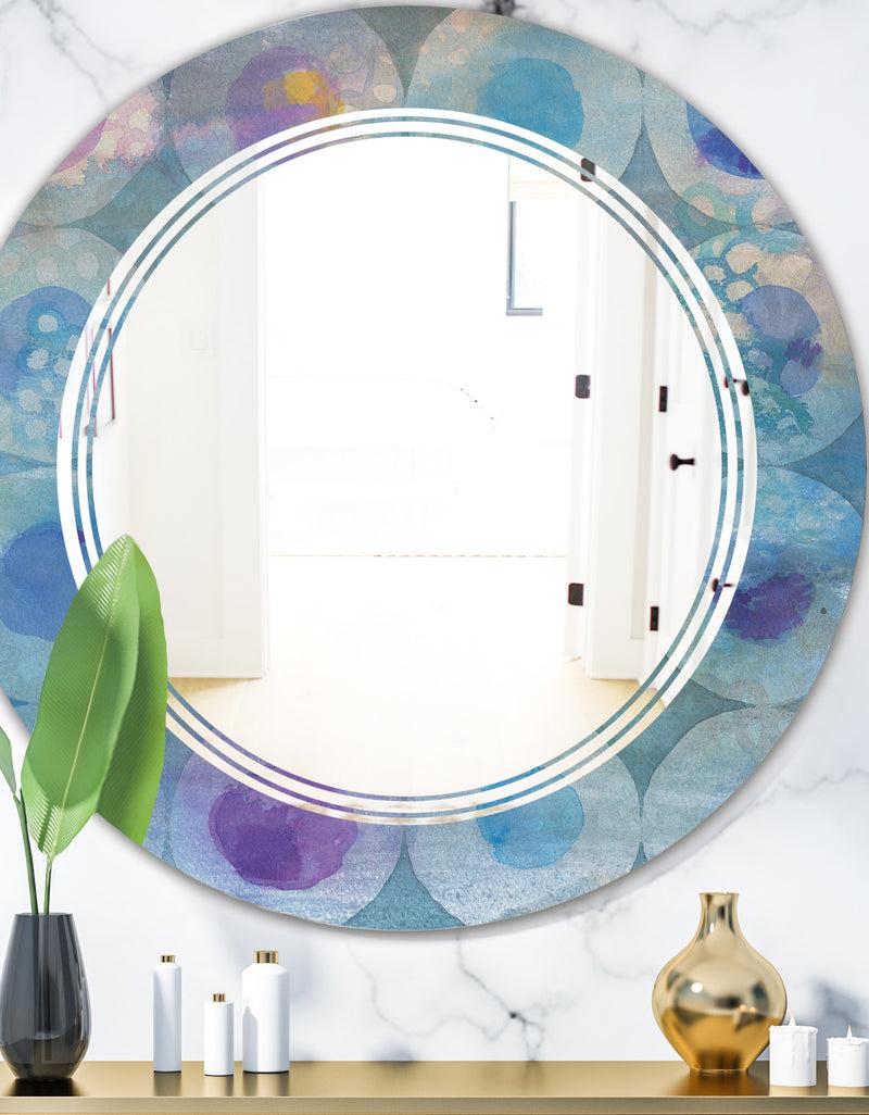 DesignQ Watercolor Geometrical Circles II - Modern Round or Oval Wall Mirror - Triple C