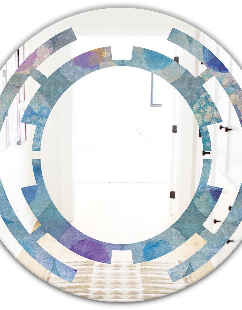 DesignQ Watercolor Geometrical Circles II - Modern Round Or Oval Wall Mirror - Space