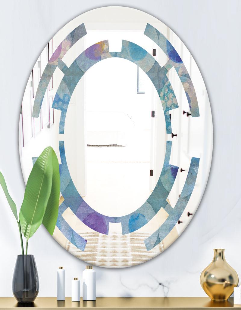 DesignQ Watercolor Geometrical Circles II - Modern Round Or Oval Wall Mirror - Space