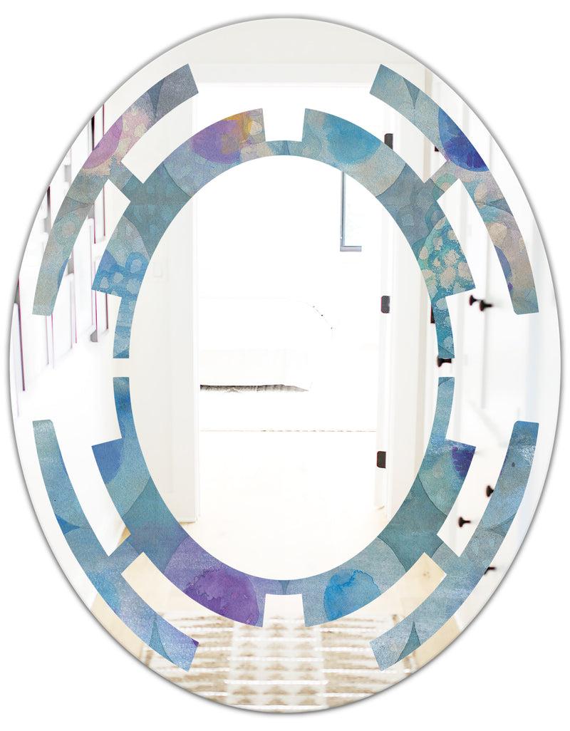 DesignQ Watercolor Geometrical Circles II - Modern Round Or Oval Wall Mirror - Space