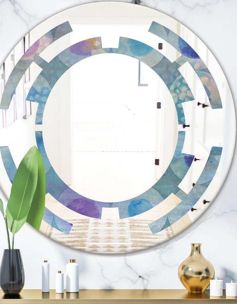 DesignQ Watercolor Geometrical Circles II - Modern Round or Oval Wall Mirror - Space