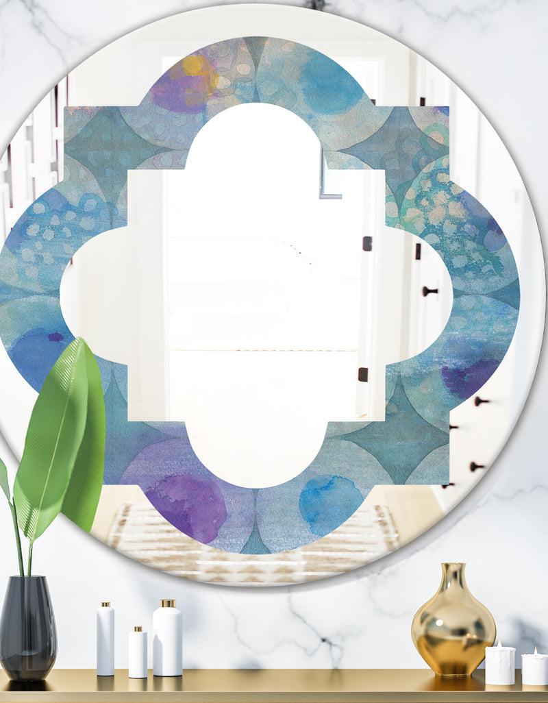 DesignQ Watercolor Geometrical Circles II - Modern Round or Oval Wall Mirror - Quatrefoil