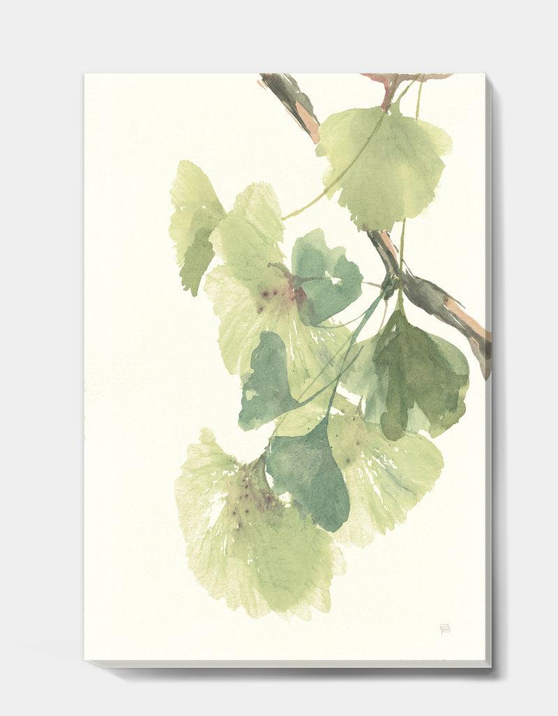 DesignQ Watercolor Gingko Leaves II - Cabin & Lodge Canvas Artwork
