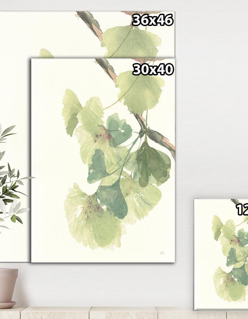 DesignQ Watercolor Gingko Leaves II - Cabin & Lodge Canvas Artwork