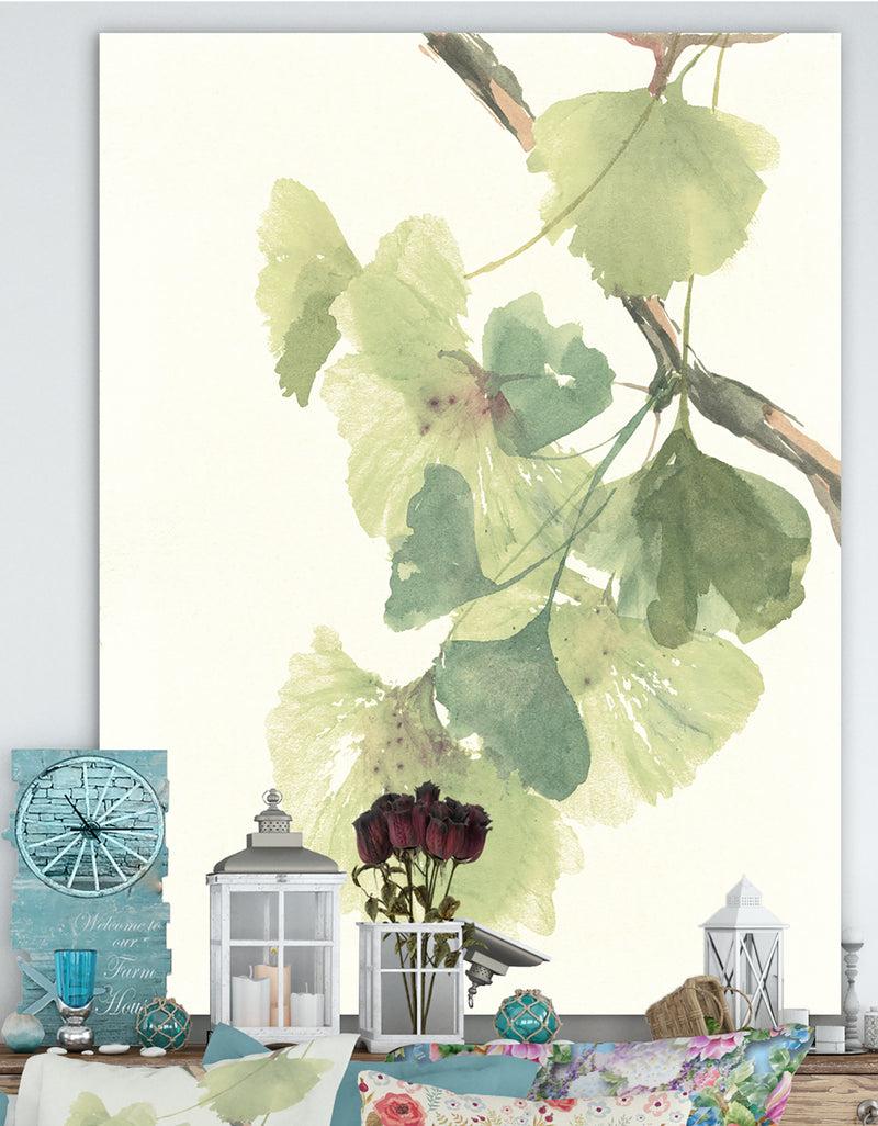 DesignQ Watercolor Gingko Leaves II - Cabin & Lodge Canvas Artwork