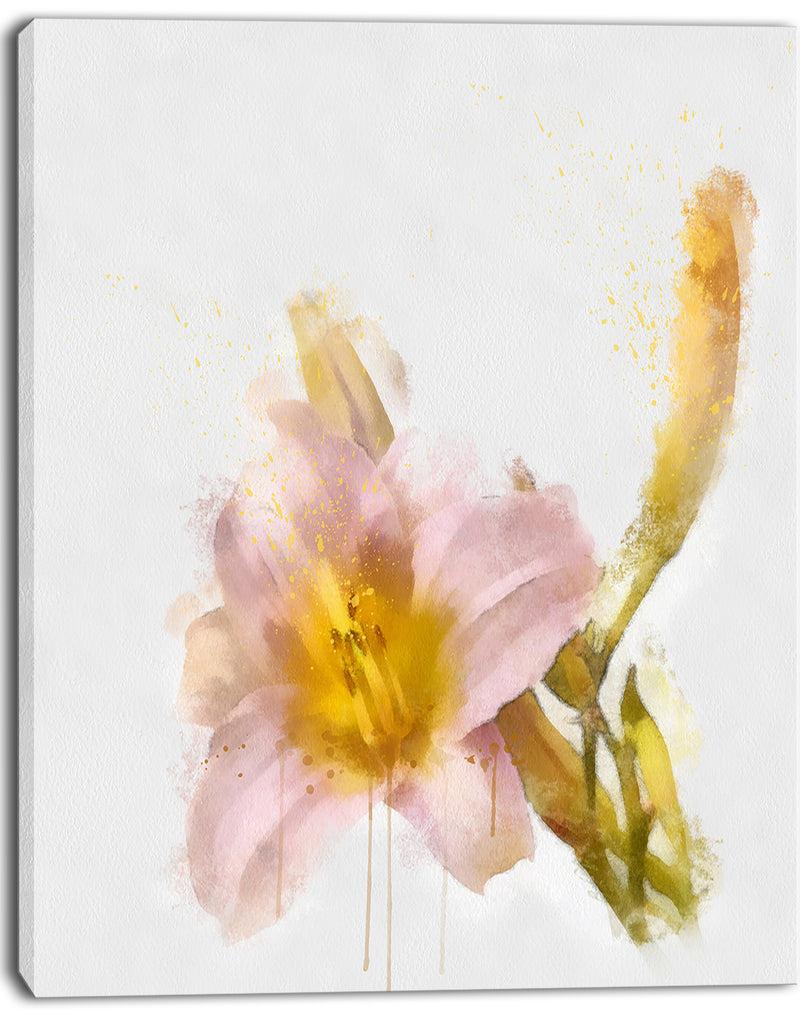 DesignQ Watercolor Lily With Color Splashes - Extra Large Floral Canvas Art