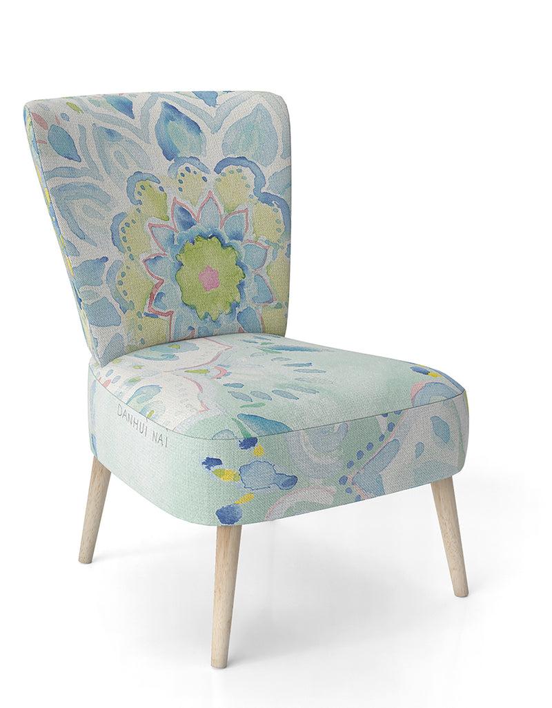 DesignQ Watercolor Mandalas III - Upholstered Floral Accent Chair