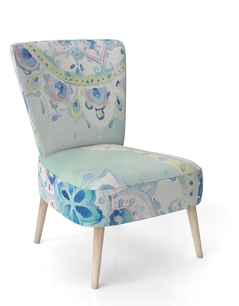 DesignQ Watercolor Mandalas IV - Upholstered Floral Accent Chair