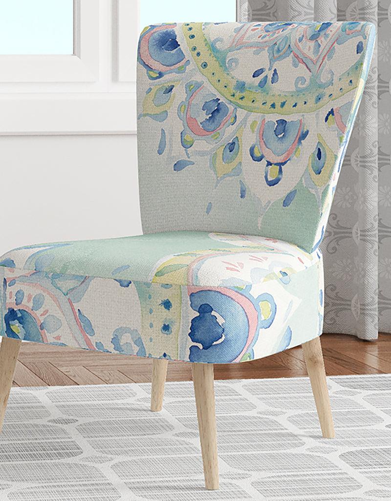 DesignQ Watercolor Mandalas IV - Upholstered Floral Accent Chair