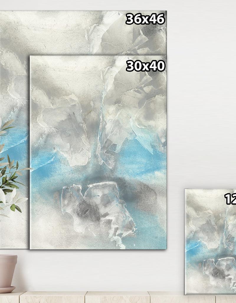 DesignQ Watercolor Minimal Blue Tones I - Mid-Century Modern Canvas Art