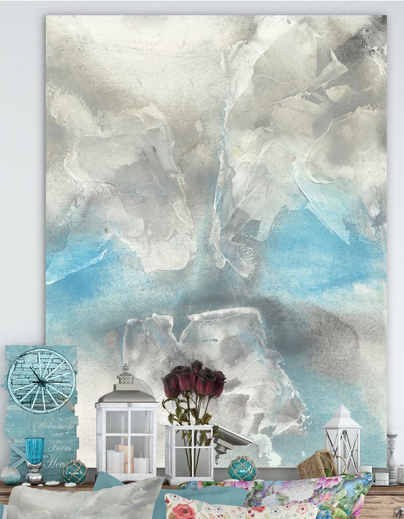 DesignQ Watercolor Minimal Blue Tones I - Mid-Century Modern Canvas Art