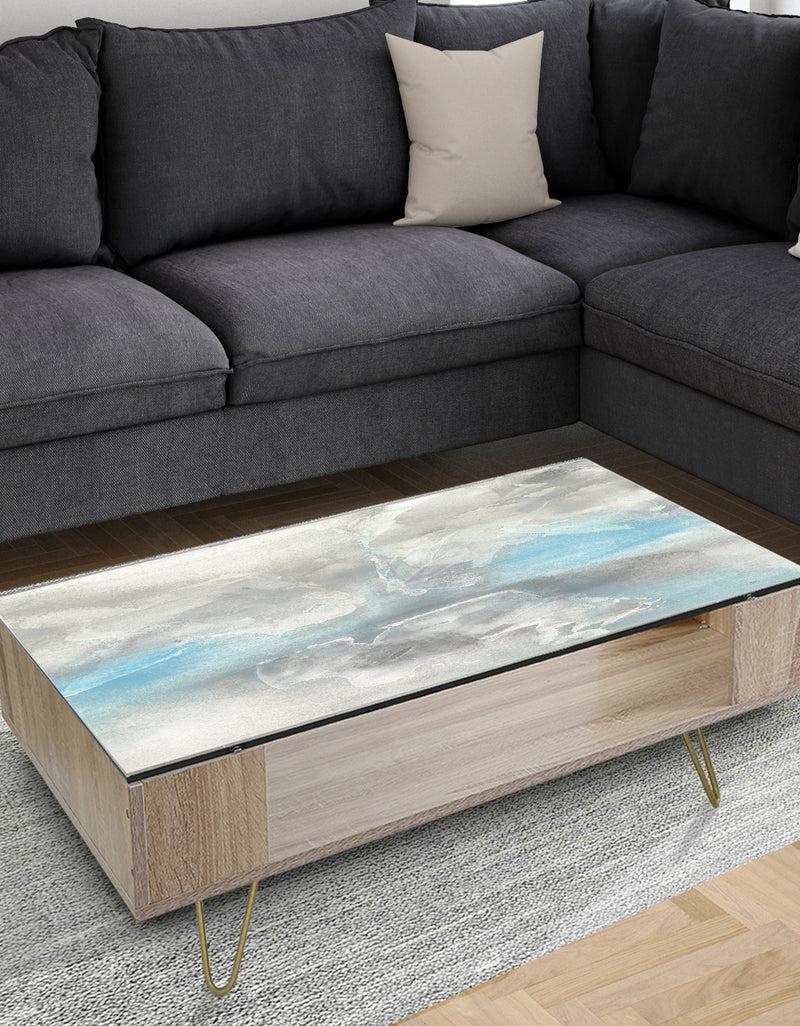 DesignQ Watercolor Minimal Blue Tones I - Traditional Coffee Table
