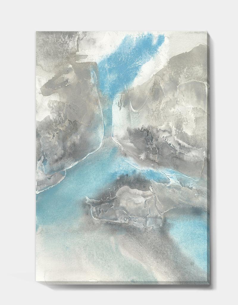 DesignQ Watercolor Minimal Blue Tones II - Mid-Century Modern Canvas Artwork